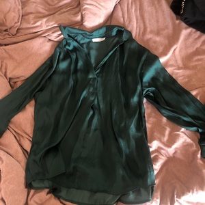 Lush forest green silk like top